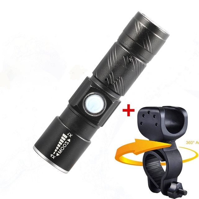 3 in1- 8000 Lumen Bike Bicycle Light Set. USB rechargeable. LED Waterproof Super Bright Zoom Headlight & Rear light