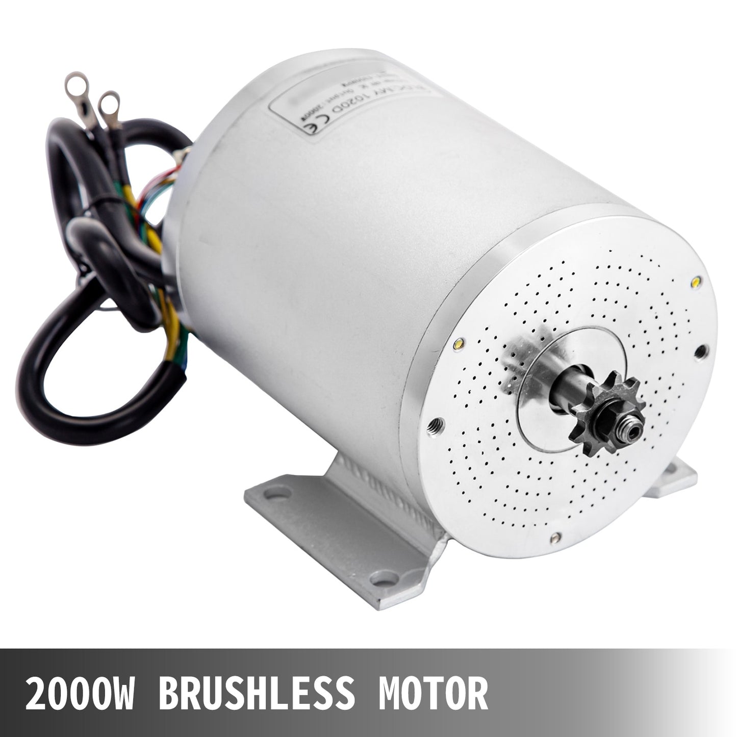 VEVOR Brushless Electric DC Motor W/ Mounting Bracket & Controller 48V 2000W High Speed Low Noise for E-Scooters Go-Karts E-Bike
