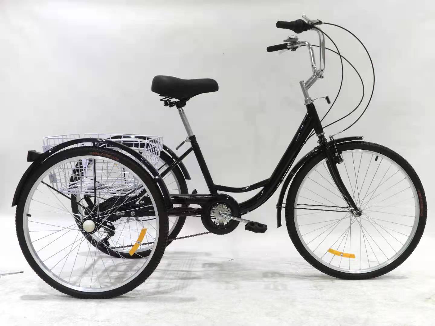 250W Electric 3 Wheel Cargo Bike 24 Inch Bicycle Road Scooter Pedal Adult Tricycle Cart Go Shopping Trolley for Wife