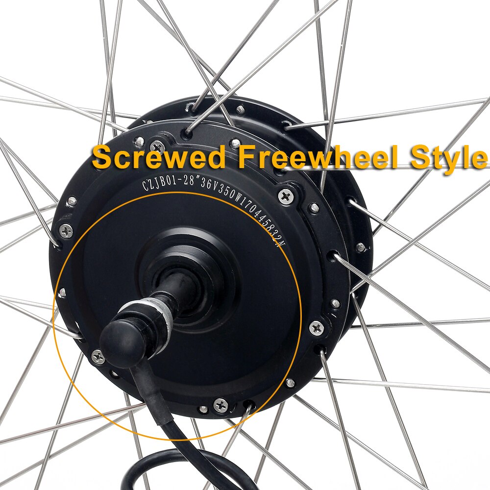 36V 350W Electric Bicycle Engine 27.5, 700C Cassette Screwed Rear Motor Wheel Ebike Conversion Kit with Battery