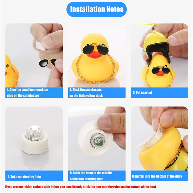 Small Yellow Bike Duck Bicycle bell,  Airscrew Helmet.  Bicycle Wind Motor Riding Cycling Lights Horn