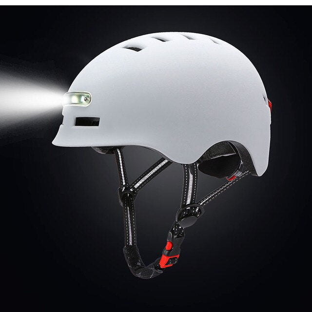 Smart MTB Cycling Bicycle Helmet Integrally-mold LED Light Reflective Warning Bike Motorcycle Scooter Push Bike Safety Helmet