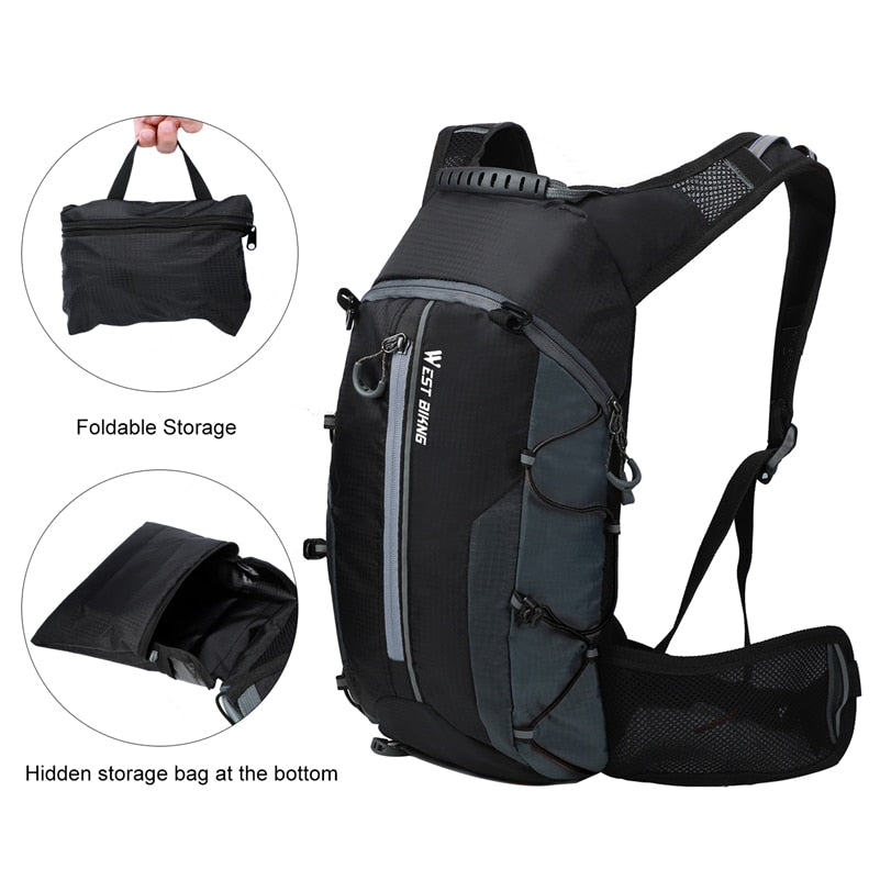 WEST BIKING Bicycle Water Bag 10L. Portable Waterproof Hydration Backpack.