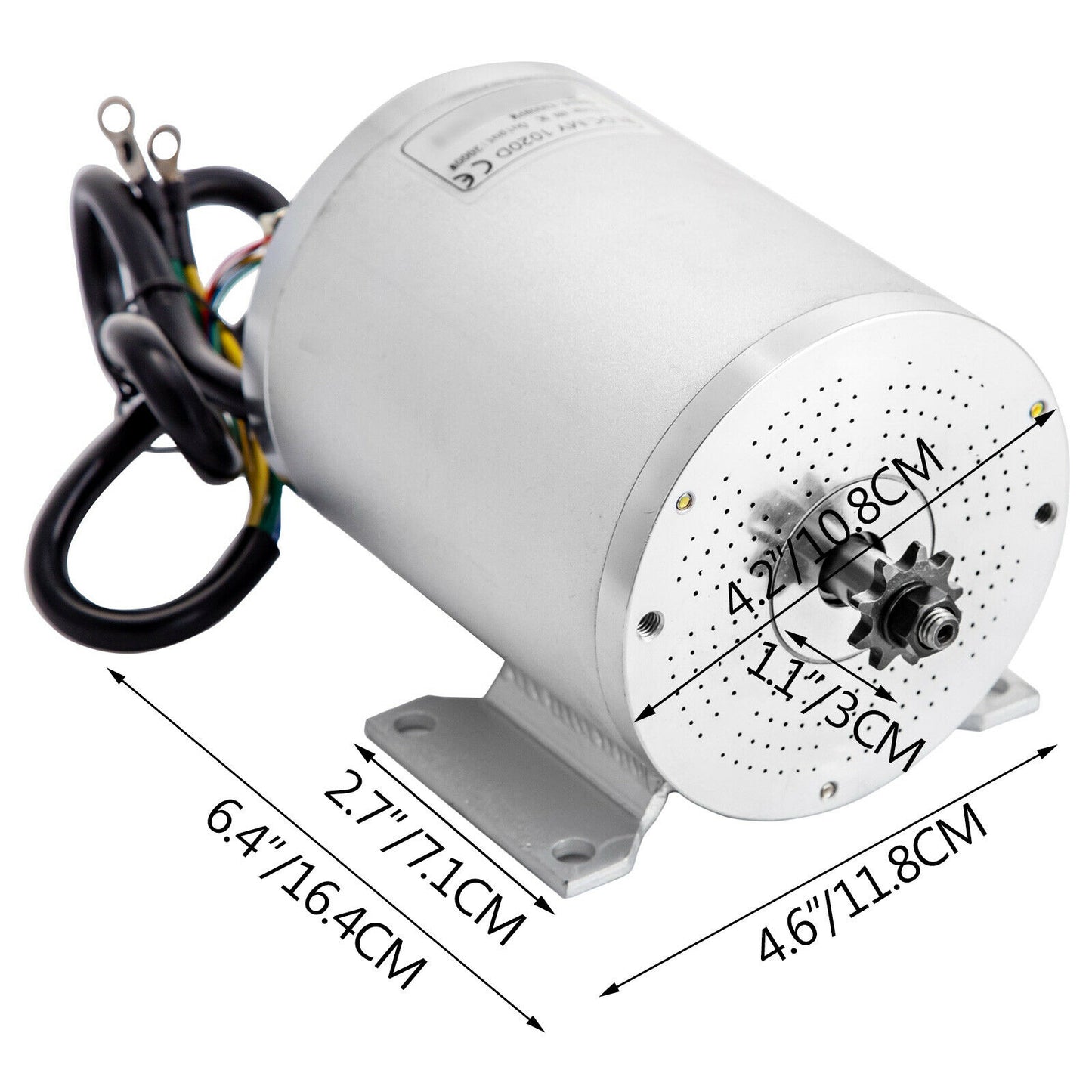 VEVOR Brushless Electric DC Motor W/ Mounting Bracket & Controller 48V 2000W High Speed Low Noise for E-Scooters Go-Karts E-Bike
