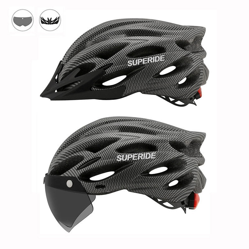 SUPERIDE unisex Cycling Helmet with Rearlight Sports MTB Bicycle Helmet Road Bike Mountain Bike Helmet with Goggles.