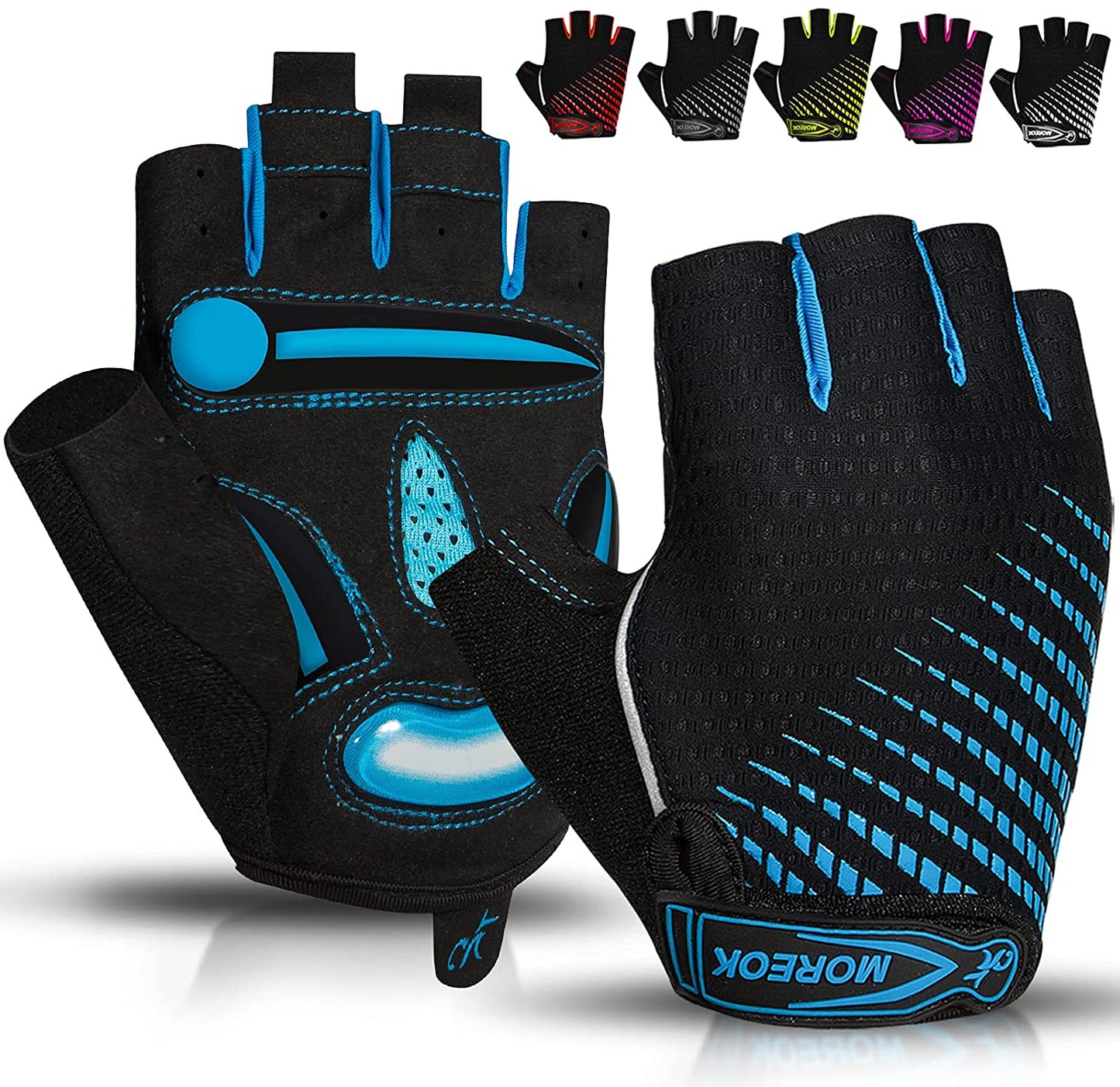 BIKINGMOREOK,  Half Finger Bike Gloves. 5mm Liquid Gel Pads, Shock-Absorbing Mountain Bike Gloves.