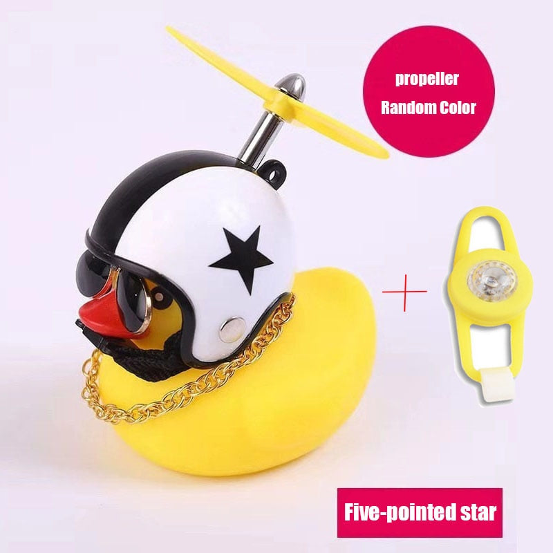Small Yellow Bike Duck Bicycle bell,  Airscrew Helmet.  Bicycle Wind Motor Riding Cycling Lights Horn