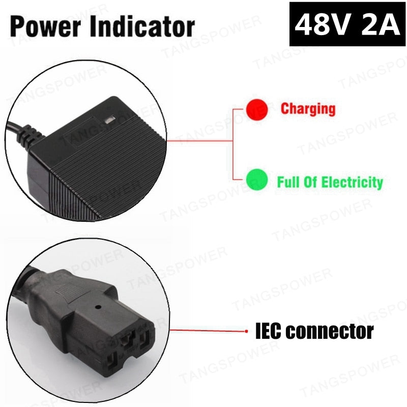 TANGSPOWER 48V 2A electric bike lead acid battery charger for 57.6V Lead-acid Battery e-bike Scooters Motorcycle Charger