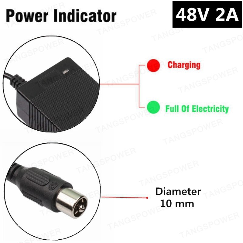 TANGSPOWER 48V 2A electric bike lead acid battery charger for 57.6V Lead-acid Battery e-bike Scooters Motorcycle Charger