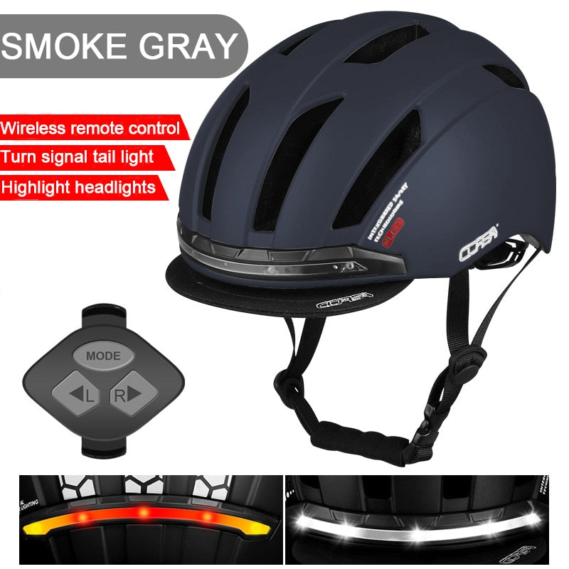 Bike Helmet With LED Turn Signal Light. USB rechargeable Smart Helmet w/ Back Lamp Safety Night Riding Warning Waterproof.