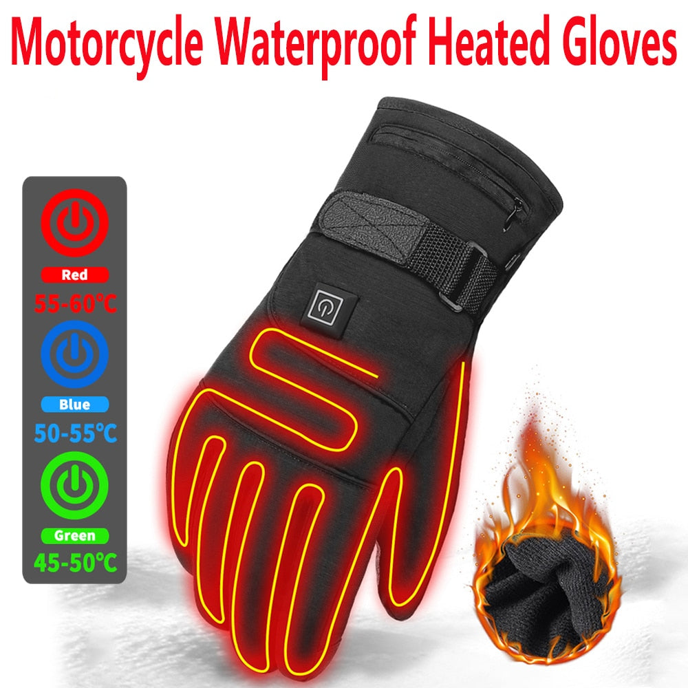 Motorcycle Waterproof Heated Gloves  Electric Thermal Heated Gloves. (battery powered)