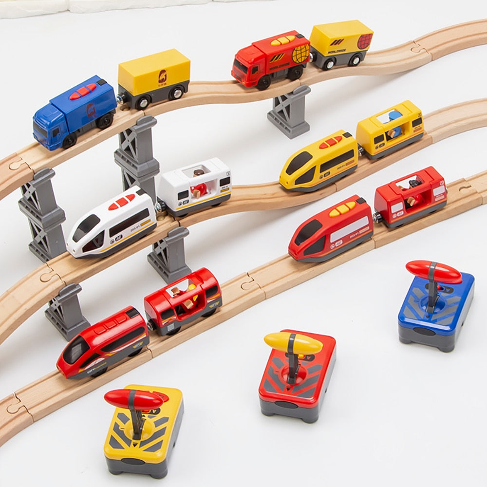 RC Electric Train Set With Carriage Sound and Light. Express Truck FIT Wooden Track.
