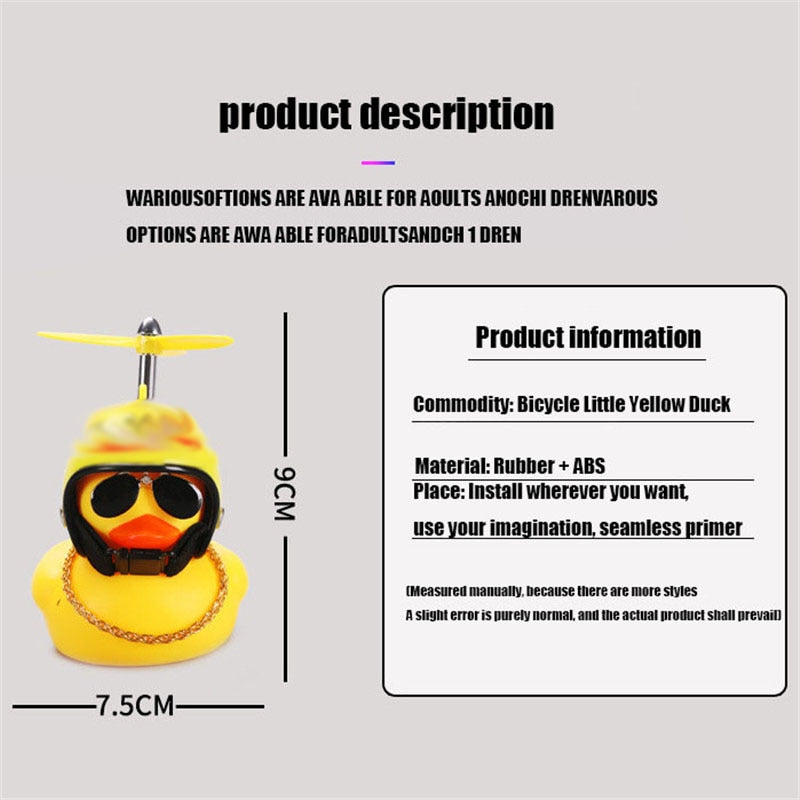 Small Yellow Bike Duck Bicycle bell,  Airscrew Helmet.  Bicycle Wind Motor Riding Cycling Lights Horn
