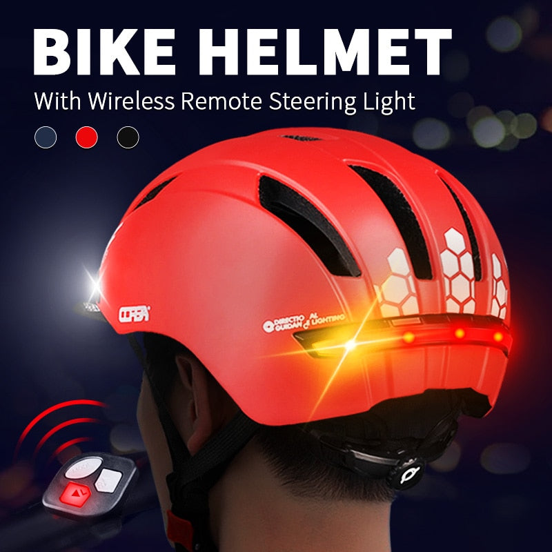 Bike Helmet With LED Turn Signal Light. USB rechargeable Smart Helmet w/ Back Lamp Safety Night Riding Warning Waterproof.