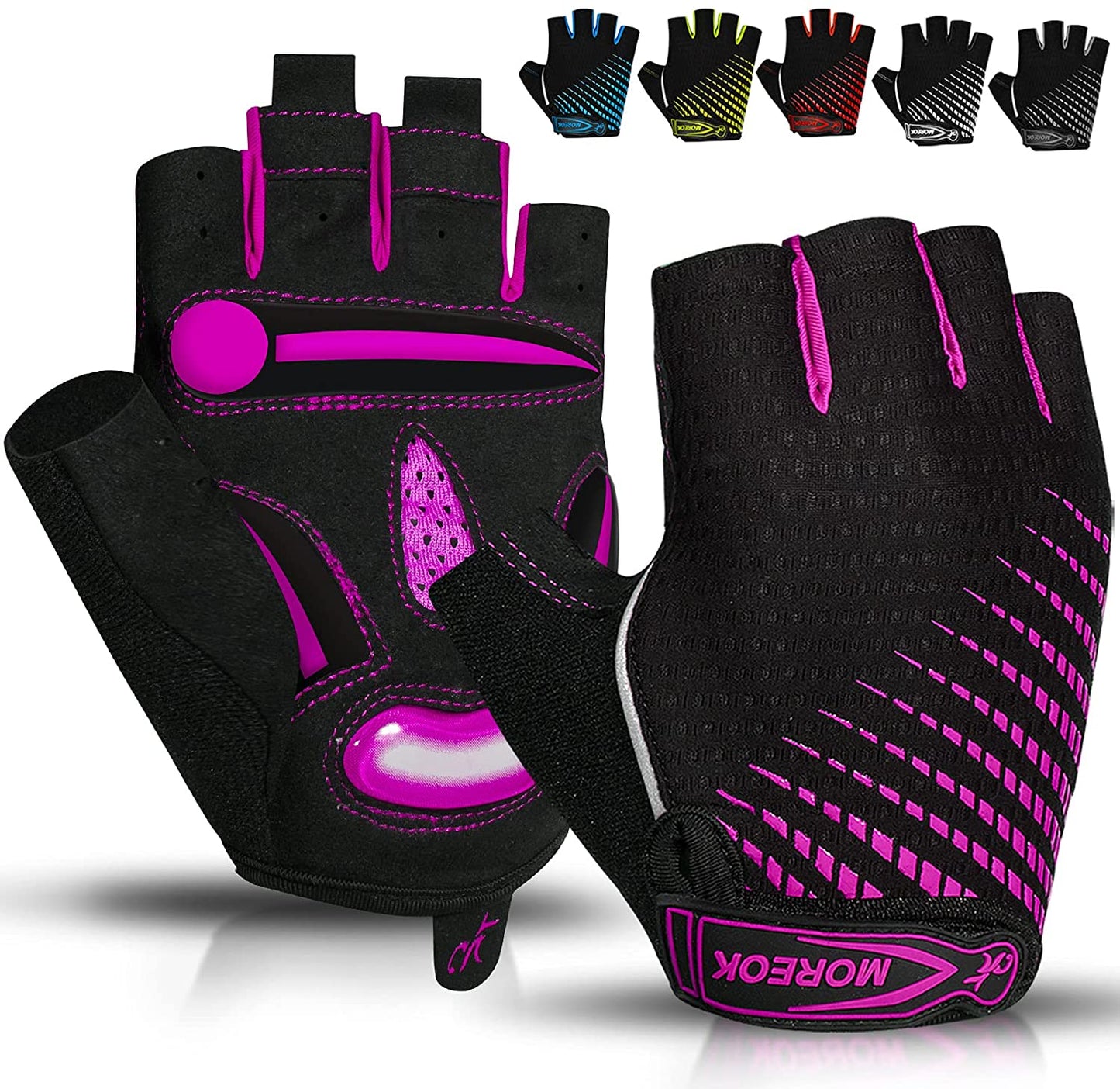 BIKINGMOREOK,  Half Finger Bike Gloves. 5mm Liquid Gel Pads, Shock-Absorbing Mountain Bike Gloves.