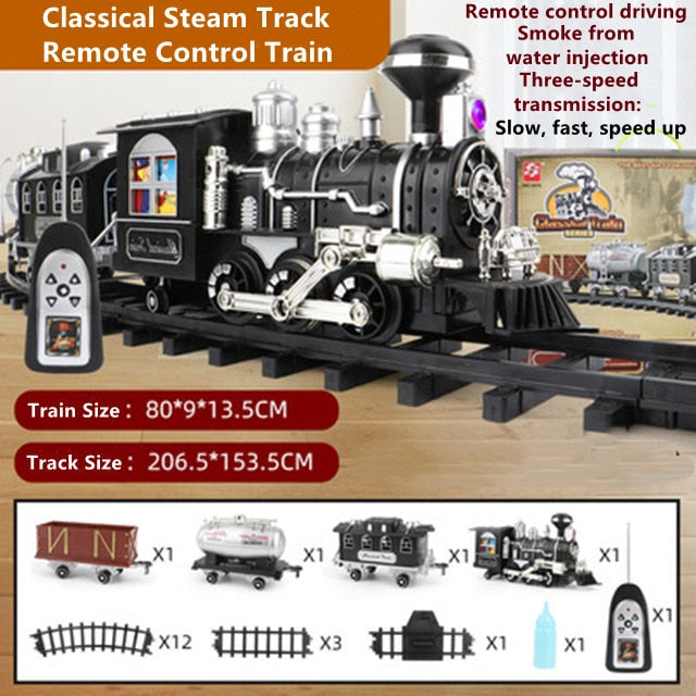 Children's Electric Smoking  RC Rail Car Sound Light Music. DIY Assembly.