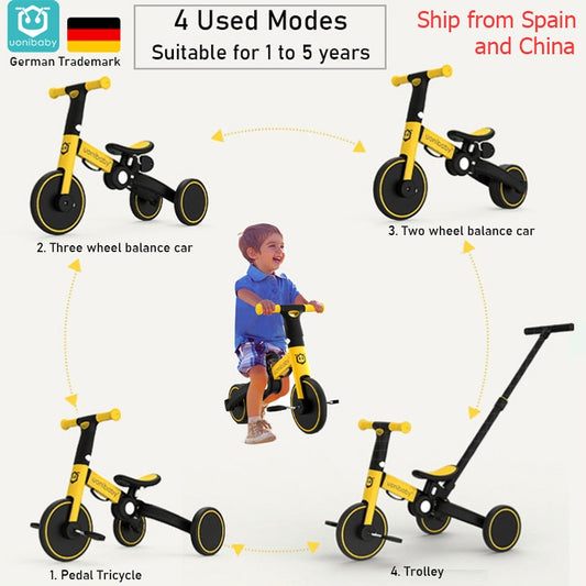 Uonibaby 4 in 1 Children  Tricycle. Two Wheel Bike. ( ages 1-6 yrs)