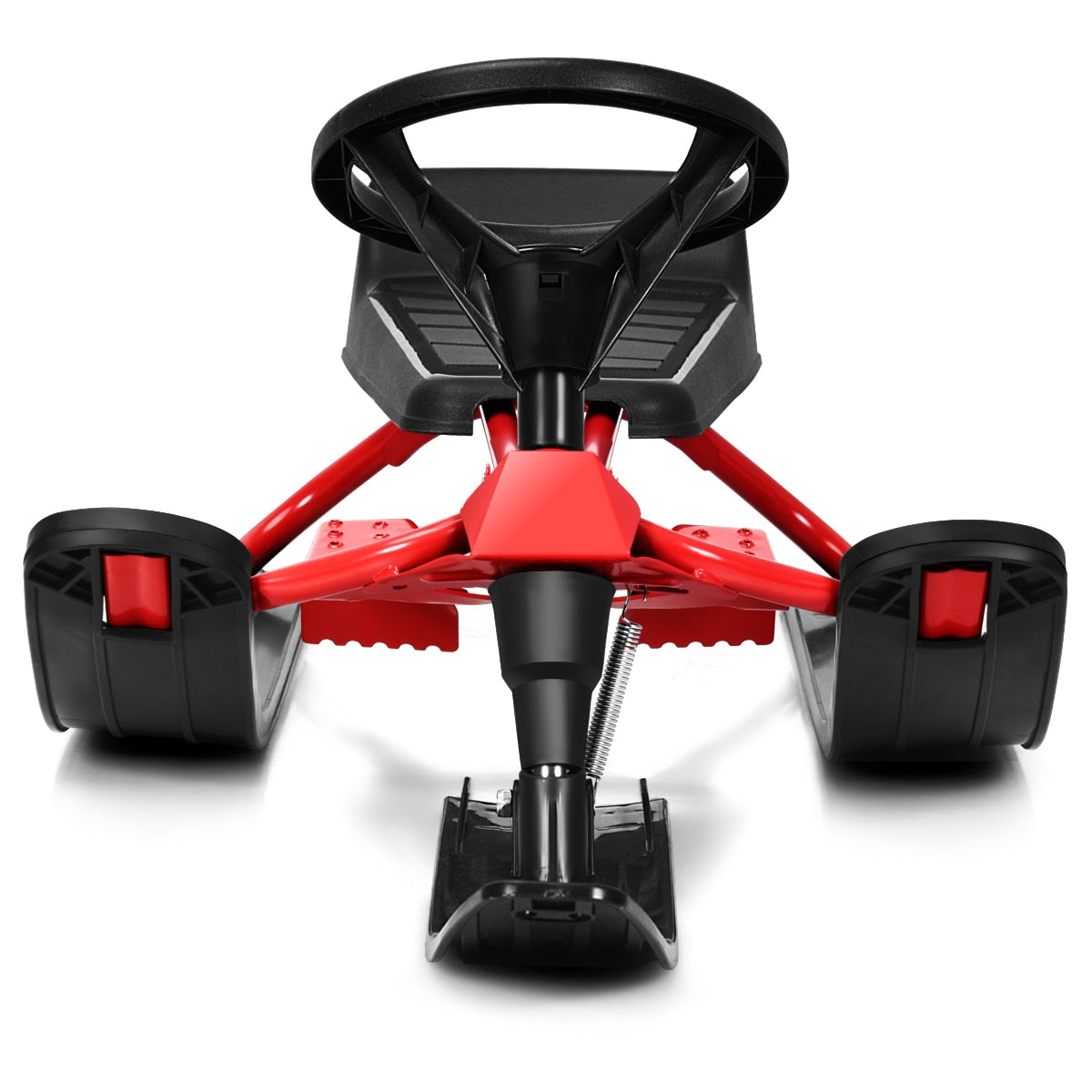Kids Snow Racer Sled w/ Steering Wheel, Double Brakes, & Pull Rope Iron.