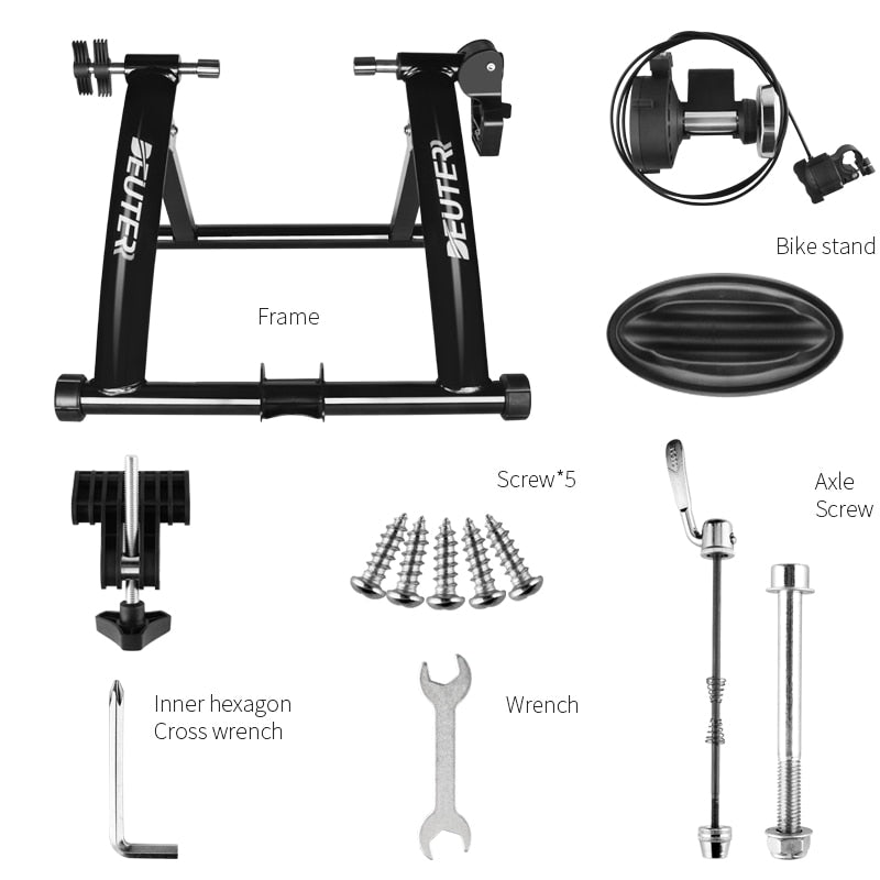 Indoor Exercise Bicycle Trainer. 6 Levels Home Bike Trainer MTB Road Bike Cycling Training Roller Bicycle Rack Holder Stand