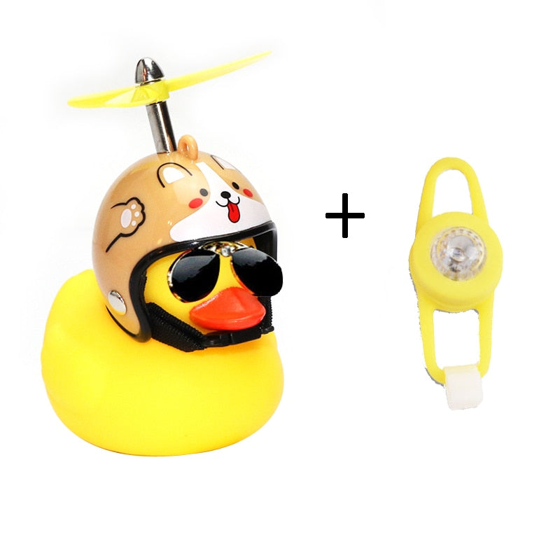 Small Yellow Bike Duck Bicycle bell,  Airscrew Helmet.  Bicycle Wind Motor Riding Cycling Lights Horn