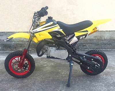 Two-stroke Two-wheeled small off-road mini motorcycle. (gas powered)
