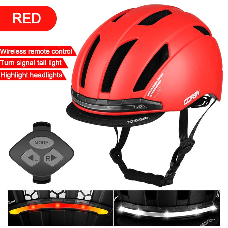 Bike Helmet With LED Turn Signal Light. USB rechargeable Smart Helmet w/ Back Lamp Safety Night Riding Warning Waterproof.