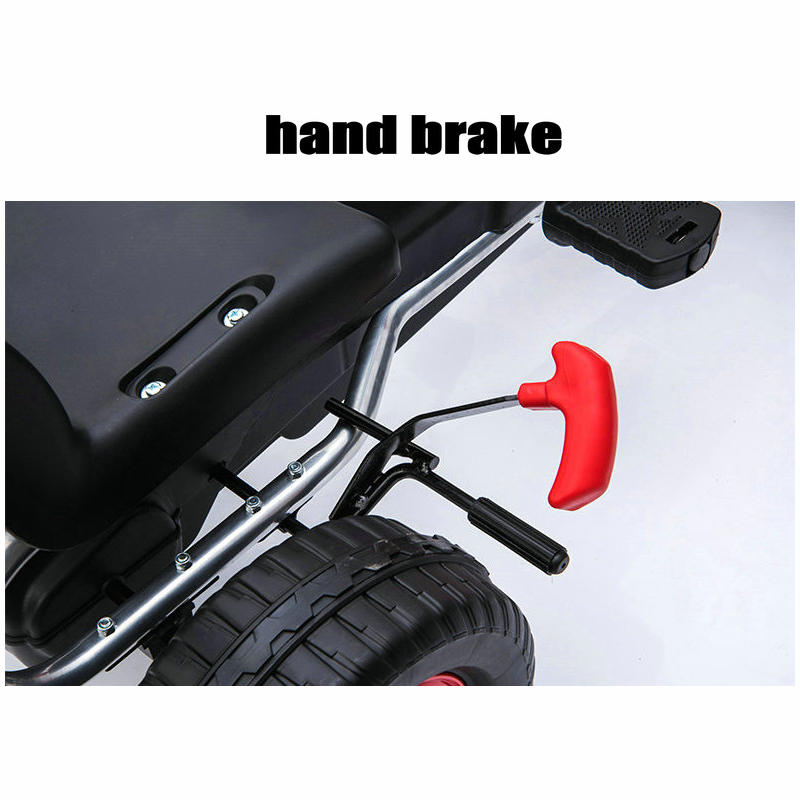 Kids 4 Wheel Ride On Car with Racing Steering Wheel, 3-8 Years Old Children Pedal Go Kart with Hand Brake