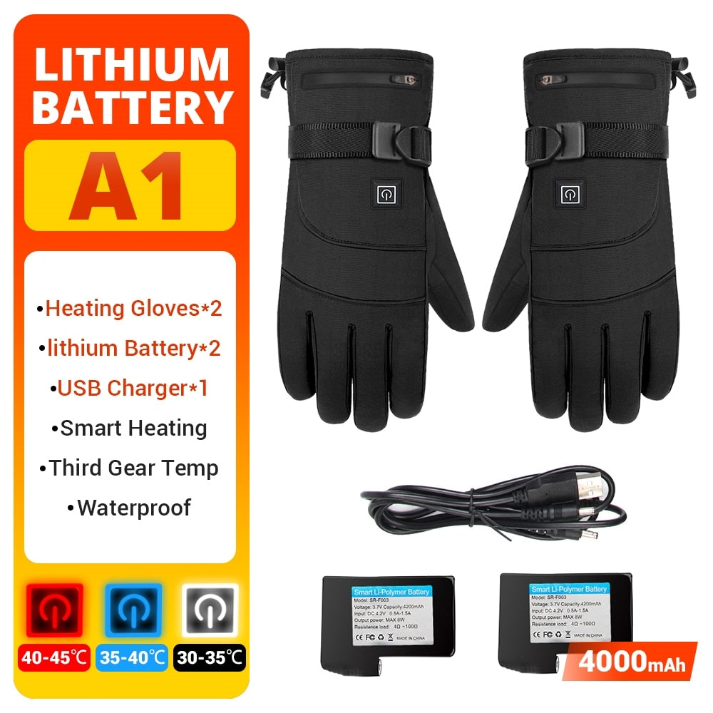 Motorcycle Waterproof Heated Gloves  Electric Thermal Heated Gloves. (battery powered)