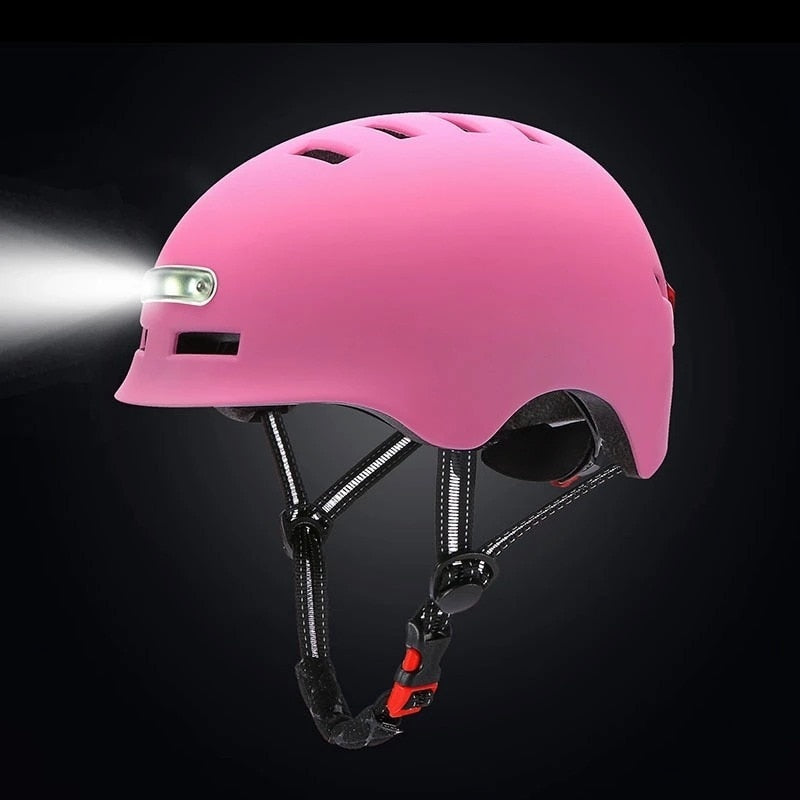 Smart MTB Cycling Bicycle Helmet Integrally-mold LED Light Reflective Warning Bike Motorcycle Scooter Push Bike Safety Helmet