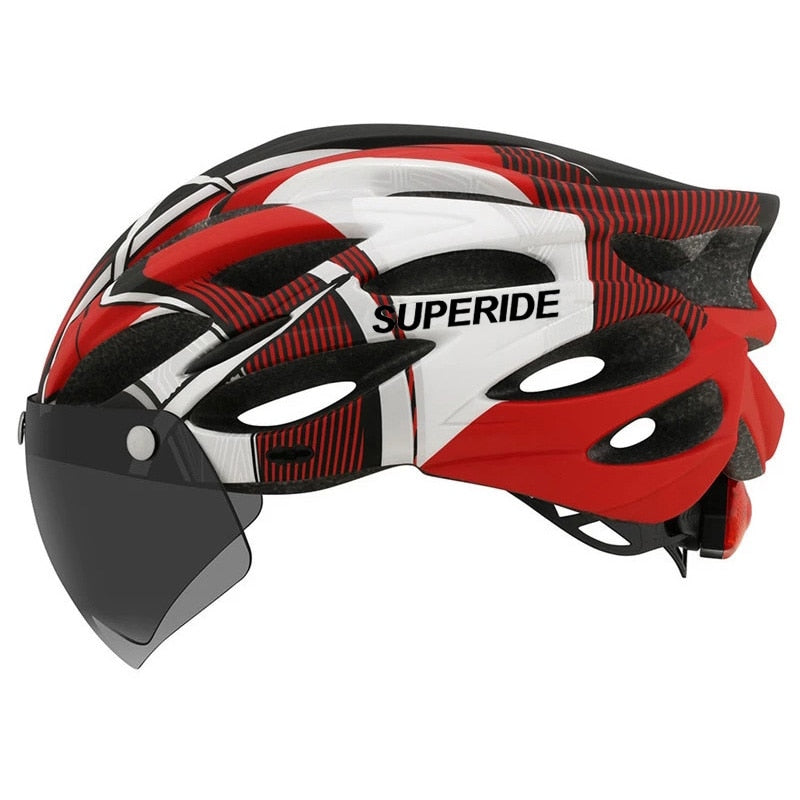 SUPERIDE unisex Cycling Helmet with Rearlight Sports MTB Bicycle Helmet Road Bike Mountain Bike Helmet with Goggles.