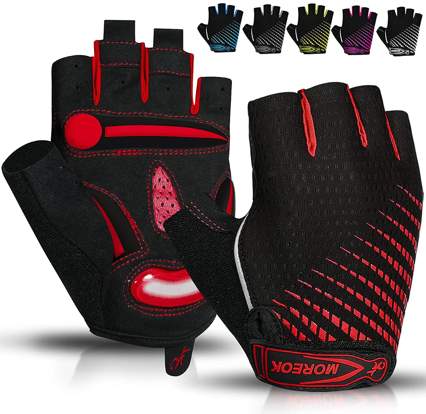 BIKINGMOREOK,  Half Finger Bike Gloves. 5mm Liquid Gel Pads, Shock-Absorbing Mountain Bike Gloves.