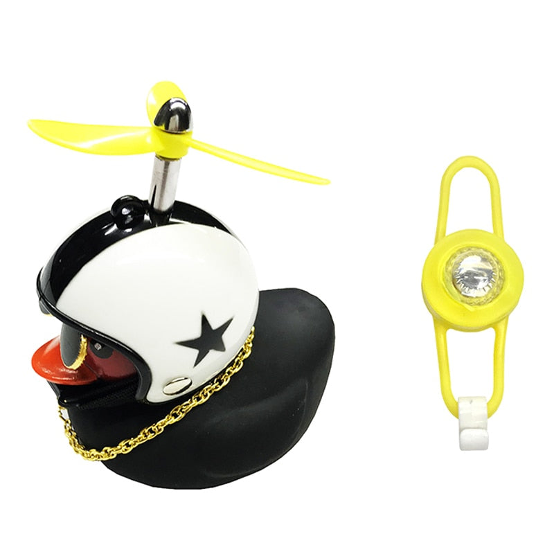 Small Yellow Bike Duck Bicycle bell,  Airscrew Helmet.  Bicycle Wind Motor Riding Cycling Lights Horn