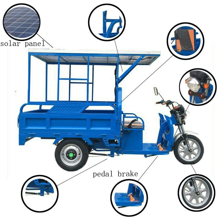 3 Wheel Adult Electric Tricycle Motorcycle Car Use For Cargo Delivery With Awning Goods With Rain Cover