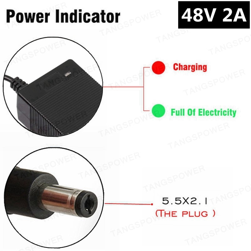 TANGSPOWER 48V 2A electric bike lead acid battery charger for 57.6V Lead-acid Battery e-bike Scooters Motorcycle Charger