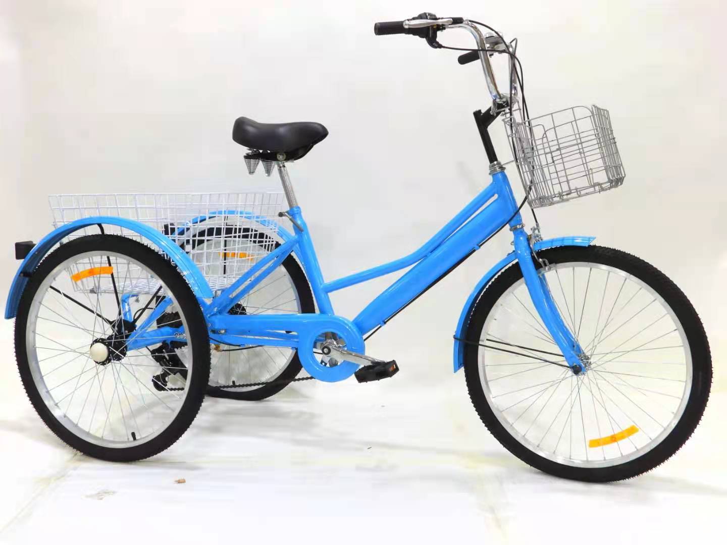 250W Electric 3 Wheel Cargo Bike 24 Inch Bicycle Road Scooter Pedal Adult Tricycle Cart Go Shopping Trolley for Wife