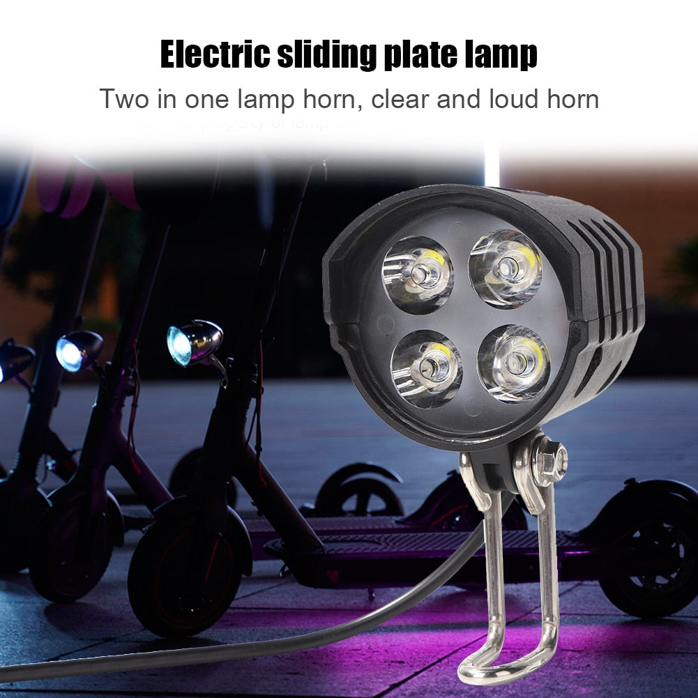 E-Bike Headlight  LED Front Lamp Waterproof Horn Set.