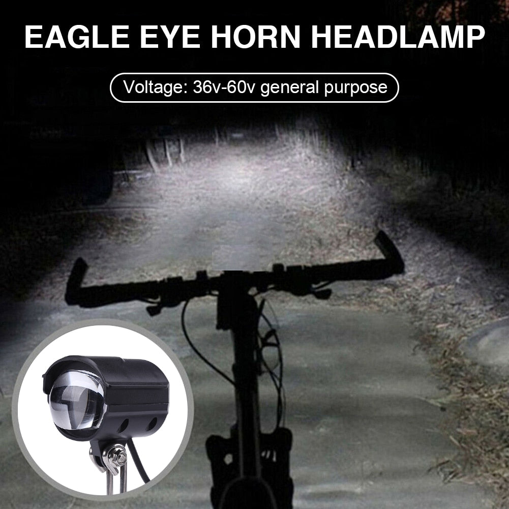 E-Bike Headlight  LED Front Lamp Waterproof Horn Set.