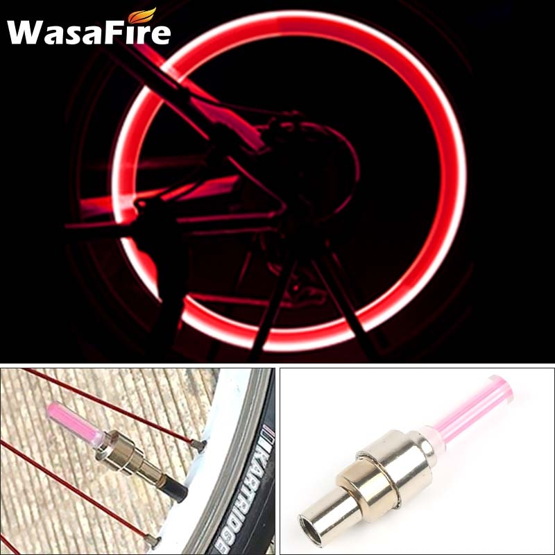 WasaFire Neon Bike Spoke Light, Mini LED Bicycle  Tire Nozzle Valve Light.