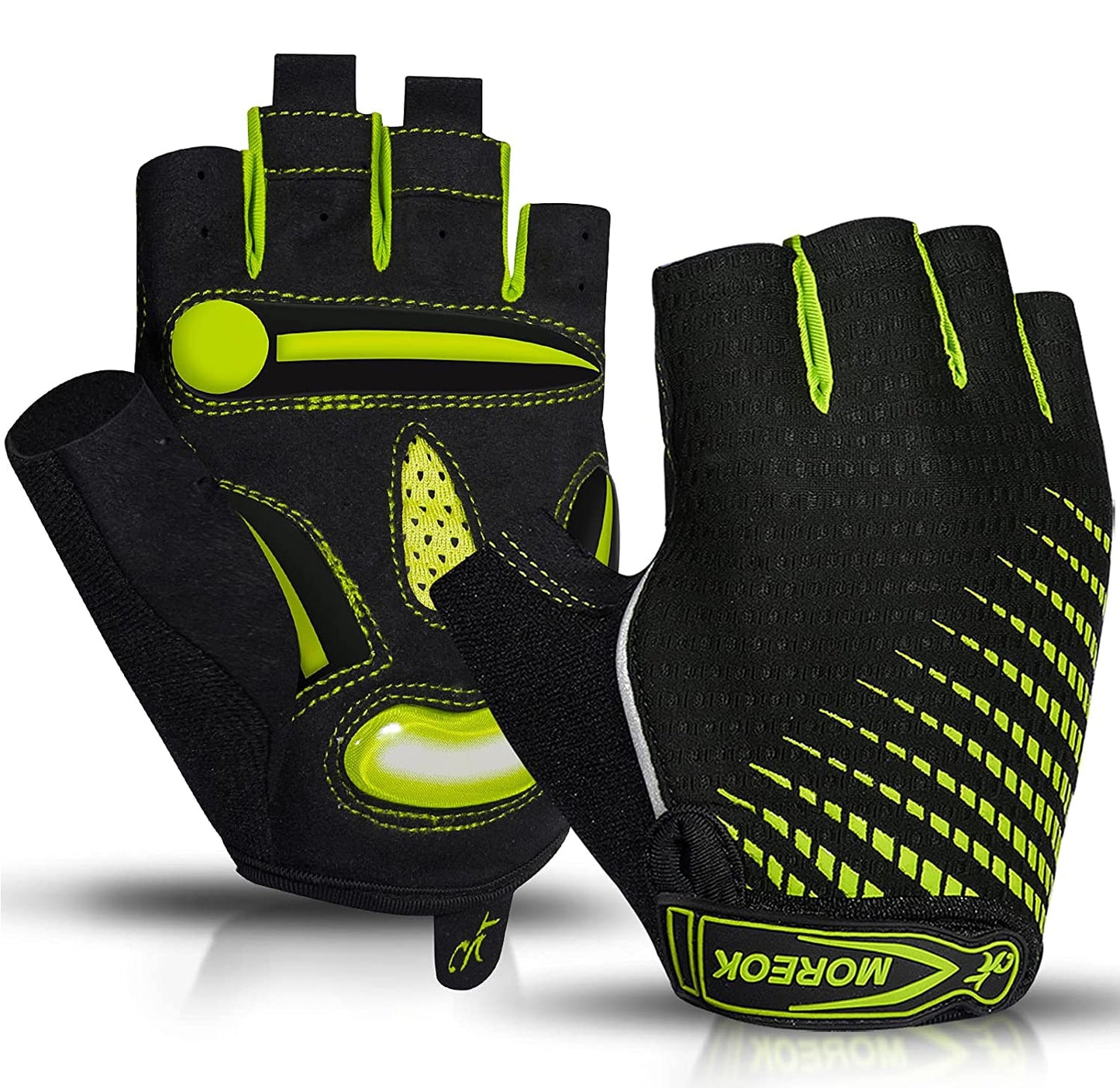 BIKINGMOREOK,  Half Finger Bike Gloves. 5mm Liquid Gel Pads, Shock-Absorbing Mountain Bike Gloves.