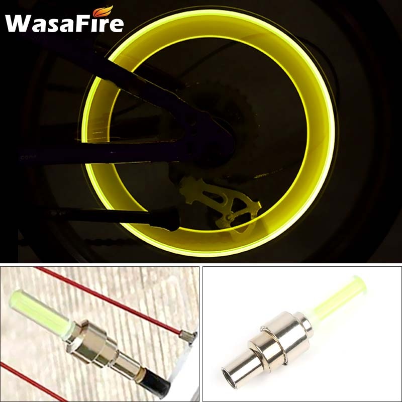 WasaFire Neon Bike Spoke Light, Mini LED Bicycle  Tire Nozzle Valve Light.