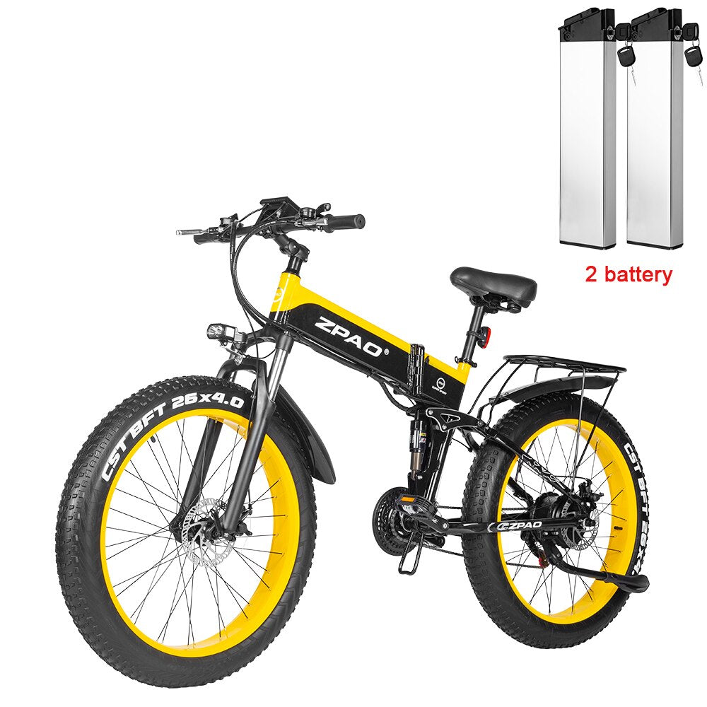 ZPAO Electric Bike 1000W Adult Mountain Bike 26 Inch Snow Electronic Bike 48V Electric Bicycle 4.0 Fat Tire e bike Folded Ebike