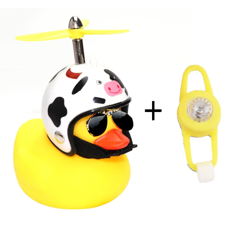 Small Yellow Bike Duck Bicycle bell,  Airscrew Helmet.  Bicycle Wind Motor Riding Cycling Lights Horn