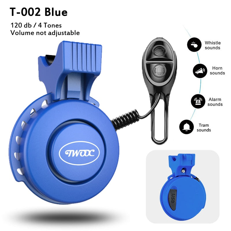 Bike Bell Charging Speaker USB Mini Electric Bike Horn 4 Modes.