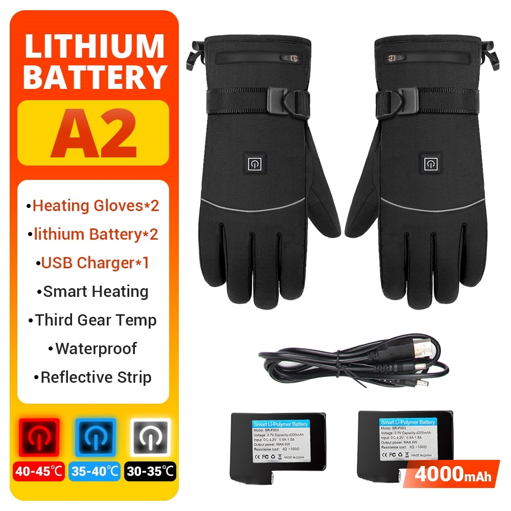 Motorcycle Waterproof Heated Gloves  Electric Thermal Heated Gloves. (battery powered)
