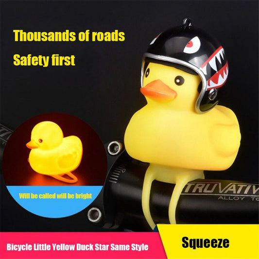 Small Yellow Bike Duck Bicycle bell,  Airscrew Helmet.  Bicycle Wind Motor Riding Cycling Lights Horn