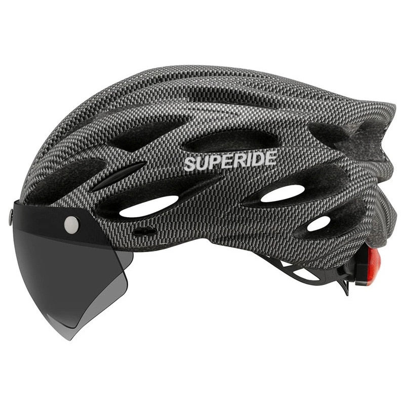 SUPERIDE unisex Cycling Helmet with Rearlight Sports MTB Bicycle Helmet Road Bike Mountain Bike Helmet with Goggles.