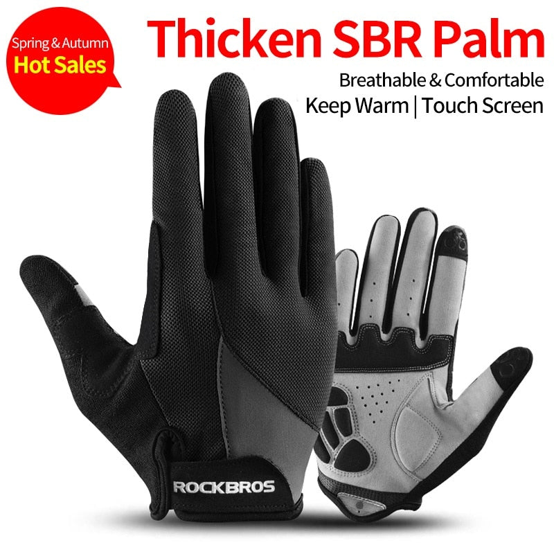 ROCKBROS Windproof Cycling Gloves Bicycle Touch Screen Riding MTB Bike Glove Thermal Warm Motorcycle Winter Autumn Bike Clothing