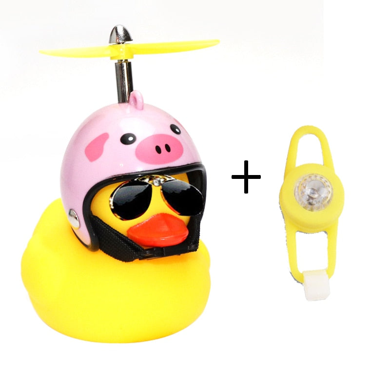 Small Yellow Bike Duck Bicycle bell,  Airscrew Helmet.  Bicycle Wind Motor Riding Cycling Lights Horn