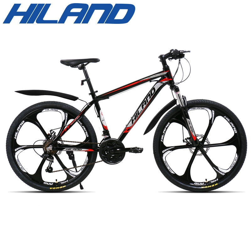 HILAND 26 inch, 21 Speed Aluminum Alloy Suspension Fork Bicycle Double Disc Brake.