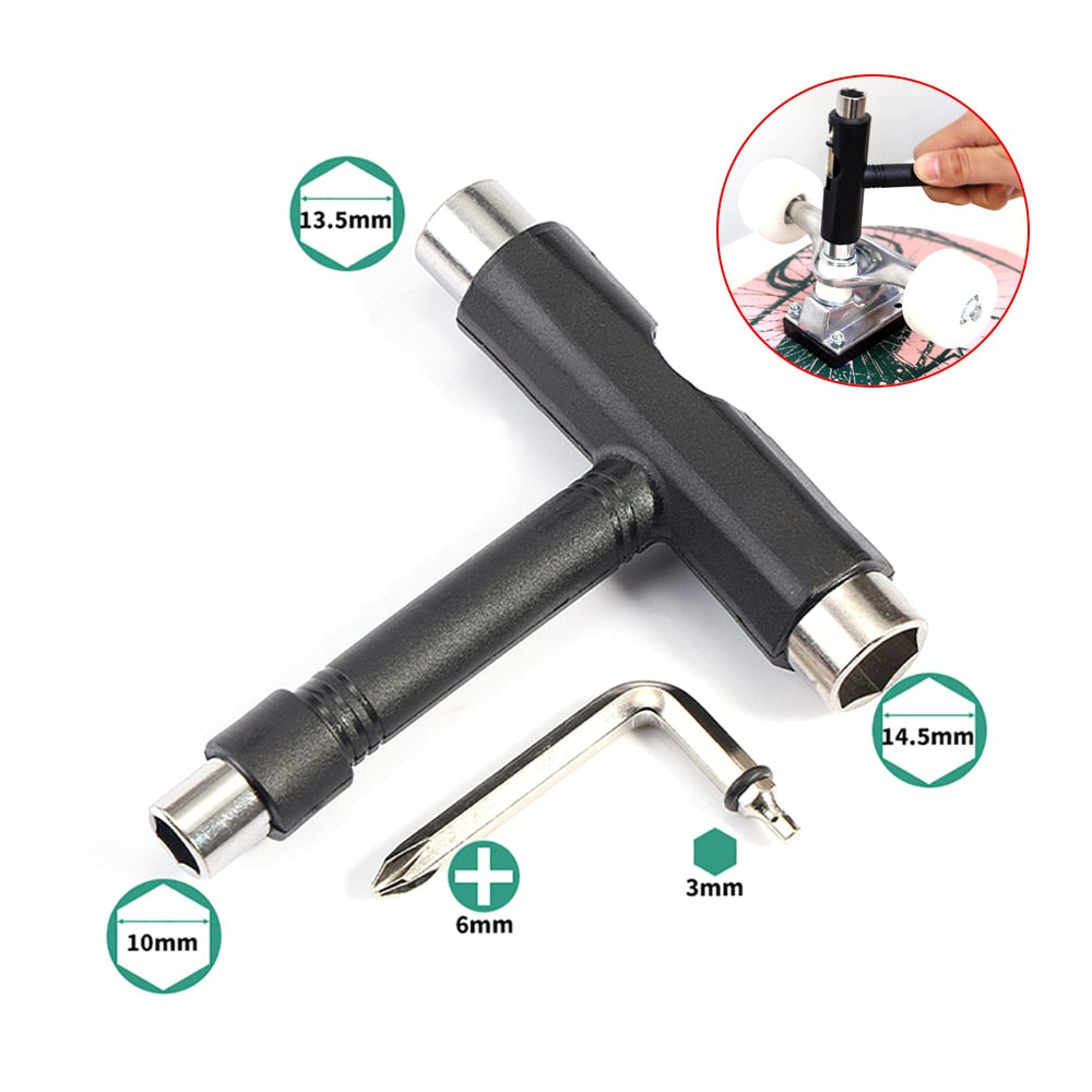 T Shape Skateboard Wrench Kit Multifunction MTB Bike Electric Scooter Repair Tools.